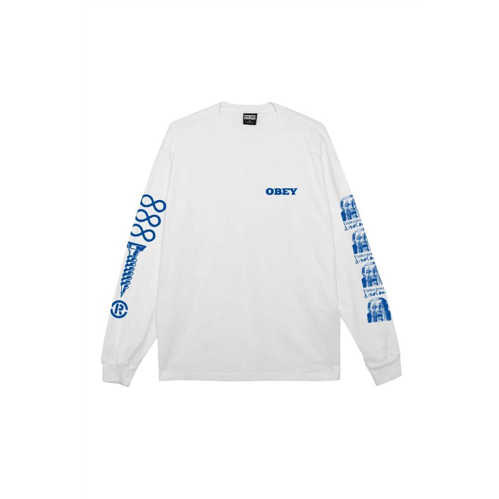 NEW OBEY CLOTHING men's underground disorder tee in pigment vintage white